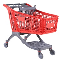 Chariot de courses en plastique, chariot de supermarché, à main, pour les courses à 4 roues, de haute qualité, portatif, 200l