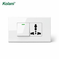 Interrupteur et prise murale 120 en 1, interrupteur à LED et prise universelle 3 broches 16A 250V blanc PC pour hôtel