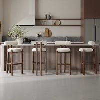 Tabouret de bar en bois de frêne de style français du milieu du siècle, chaise haute en bois massif pour table d'îlot domestique, salle à manger, non pliable, sans accoudoirs