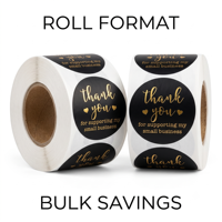 Étiquettes adhésives en rouleau personnalisées en gros, étanches et résistantes à l'huile, avec message de remerciement, pour scellage de produits et emballages, commande B2B