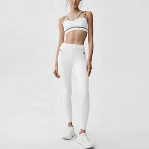 Women's <strong>Sport</strong> <strong>Bra</strong> <strong>White</strong> with Black Contrast Straps V-Neck Padded Medium Support for Yoga Gym Fitness Running - Product Image 6