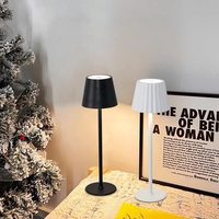 Lampe de table LED minimaliste populaire, lampe d'ambiance rétro simple pour café, lampe de bar à commande tactile rechargeable par USB, batterie incluse