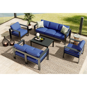 طقم كنب خارجي حديث من الألومنيوم الأكثر مبيعًا للمطاعم والفلل والحدائق وكراسي الطعام المصنوعة من حبال النسيج للمساحات الخارجية - Product Image 4