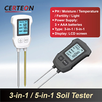 Testeur de Sol Numérique 5 en 1 avec Écran LCD Double Sonde pour Humidité pH Température Lumière et Fertilité du Sol