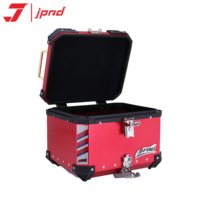 Coffre de moto JPAD 45L rouge à motif nid d'abeille, boîte à casque universelle pour moto, coffre arrière en alliage d'aluminium, bagage arrière