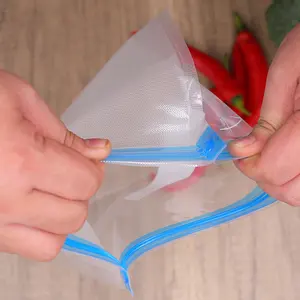 Sacs Sous Vide de Valve d'air de fermeture à glissière PE/PA sac en plastique de qualité alimentaire sac en relief fonctionne avec cuisson Sous Vide