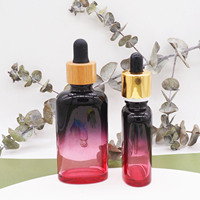 Botol kaca 60ml, kemasan kosmetik minyak kosong mewah dengan pipet kerah bambu