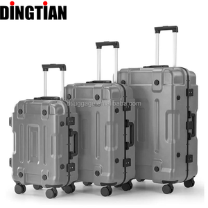Ensemble <span class=keywords><strong>de</strong></span> bagages en aluminium 3 pièces, valise rigide ABS+PC avec serrure TSA, double roulettes, valise trolley pour adultes, haute qualité - Product Image 3