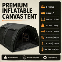Tente gonflable Coody 17.2 Familia Pro Air - Noire, vente en gros d'usine, grande capacité, durable, pour camping familial en extérieur