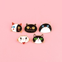 Lot de 5 épingles en émail rigide dorées, motifs chat mignon et visage de chaton de dessin animé, badges de revers pour sacs à dos et vêtements, cadeau Kawaii