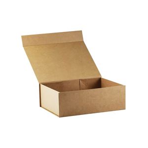 Boîte cadeau rigide pliable en carton kraft brun personnalisée en gros avec ruban magnétique - Product Image 4