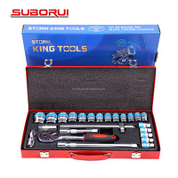 SUBORUI Juego de Herramientas Manuales OEM de 24 Piezas para Reparación de Automóviles, Juego de Llaves de Tubo de 1/2" con Destornillador y Llave Combinada