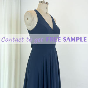 TEENYEE Moderne Dernières Robes de Demoiselle d'Honneur en Mousseline de Soie Fente Latérale Marine Foncé Col en V <span class=keywords><strong>Robe</strong></span> de Soirée <span class=keywords><strong>Robe</strong></span> Élégante - Product Image 4