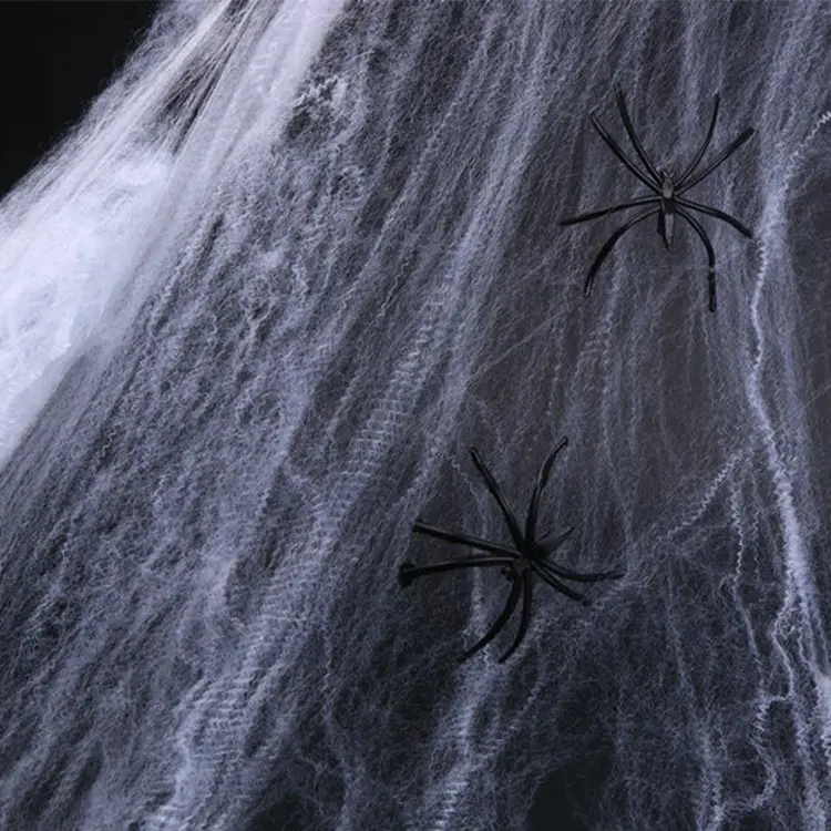 Halloween Scary Party Scene Props White Stretchy Cobweb Spider Web Horror Halloween Decoration For Bar Haunted House