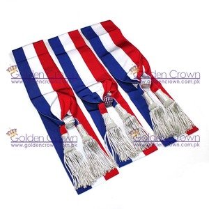 Echarpe de adjunto oficial tricolor, banda francesa con borlas doradas y plateadas |   Textil Metálico para el Hogar de Golden Crown - Product Image 1
