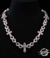 Chaîne cubaine personnalisée en or 9K-18K/or rose |   Pendentif croix entièrement pavé de diamants de laboratoire (Bijoux religieux de luxe Hip Hop)