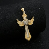 Pendentif en forme d'aile d'ange en laiton plaqué or 14 carats avec pierres CZ en forme de cœur, charmes tendance pour femmes, cadeau