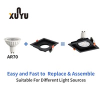 Support de luminaire encastré moderne réglable AR70 en plastique, rond ou carré, pour découpe de 120 mm, avec support de lampe