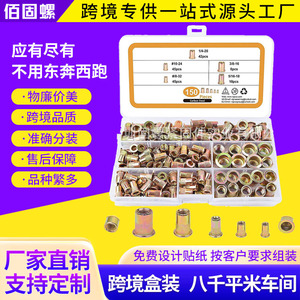 Jeu de écrous à rivets M3 M4 M5 M6 M8 M10 M12, zingués, moletés, à enfoncer, en acier de qualité A, norme IFI, 165 pièces - Product Image 5