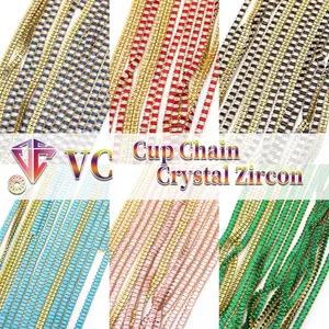 Usine en gros multicolore nouveau luxe griffe Zircon strass garnitures Rectangle cristal chaîne ForDIY bijoux vêtements à coudre - Product Image 3