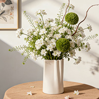 Vase en céramique émaillée colorée style crème française, bouche à pétales froissés, pot en porcelaine pour fleurs séchées hydroponiques, décoration créative pour la maison