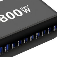 Station de charge de bureau GaN 800W, chargeur rapide multi-ports 8 ports PD QC, chargeur multi-appareils QC30W PD65W PD140W pour ordinateur portable MacBook téléphone