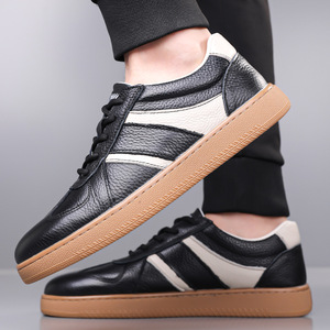 Zapatos Náuticos de Hombre de Cuero Genuino con Cordones y Punta Redonda, Suela de Goma para Otoño, Entresuela de EVA, Diseño con Tiras Resistentes a la Abrasión - Product Image 2