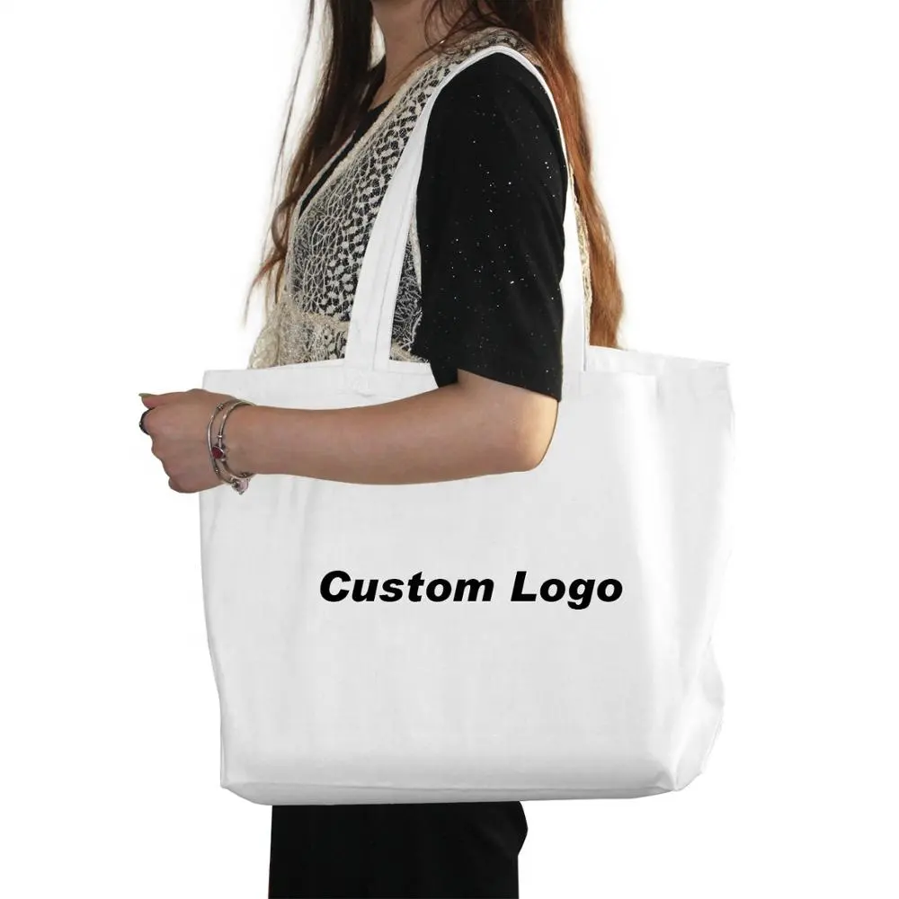 Groothandel Low Moq Designer Recycle Eco-Vriendelijke Herbruikbare Duurzame Custom Logo Tote Winkelen Katoenen Canvas Tas