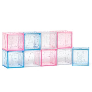 Boîte à bonbons en acrylique coloré pour bébé, boîte à dragées en plexiglas, blocs de construction en acrylique pour bébé, alphabet rempli de blocs en plexiglas pour fête de bébé - Product Image 2