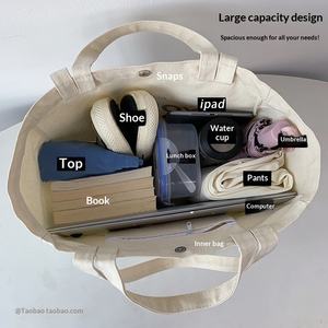 Nouveau sac en toile <span class=keywords><strong>français</strong></span> simple pour femme, sac à bandoulière artistique Harajuku Instagram avec fermoir magnétique, grande capacité, pour étudiante japonaise - Product Image 4