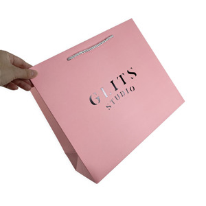 Wholesale Custom Logo Pink <b>Paper</b> Bags Black Hot Stamping Print Luxury Gift <b>Paper</b> Shopping Pouches For Fashion Store Boutique - Product Image 5