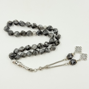 ลูกประคำมุสลิม 10 มม., 33 เม็ดหินดำประกาย, สร้อยข้อมืออิสลาม, มิสบาฮ์สำหรับใส่อาบน้ำ, สรรเสริญพระอัลเลาะห์, ติชบีฮะฮ์, สายประคำ - Product Image 4