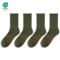 Chaussettes décontractées pour hommes avec logo personnalisé, chaussettes en coton côtelé respirantes, chaussettes de sport blanches certifiées OEKO-TEX
