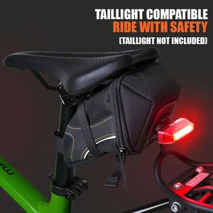Sacoche de selle de vélo noire tendance, imperméable, avec sangle, design réfléchissant, pour sports de plein air, cyclisme, taille personnalisable, logo personnalisé, MOQ - Product Image 3