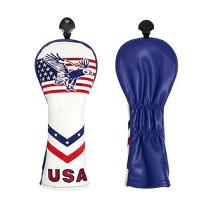 Usa Patriotic <b>Golf</b> Head Cover Pu Leather Embroidered Eagle Flag Design For Driver Wood Iron Club Protection - Product Image 1