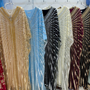 Robe longue de soirée élégante faite à la main avec perles, taille unique, pour fête, <span class=keywords><strong>Ramadan</strong></span>, Kaftan, Aïd - Product Image 4