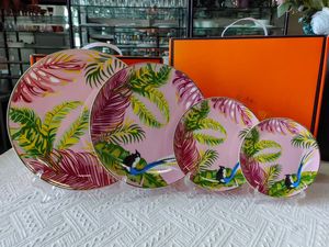 Service de vaisselle en porcelaine fine multi-motifs, assiettes en porcelaine de style floral, paysage tropical, boîte cadeau de luxe personnalisée - Product Image 5