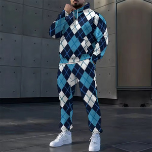 Men's Tùy Chỉnh Tracksuit Set Phòng Tập Thể Dục Đa Màu Sắc Dệt Kim Áo Thun Áo Len Jumper Phù Hợp Với Vải Dệt Kim Mùa Thu Cá Mập In Mô Hình Áo - Product Image 2