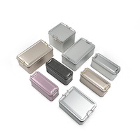 Boîte à gâteau tiramisu rectangulaire en métal avec logo personnalisé, avec fermeture à clip, conteneur en fer blanc de qualité alimentaire, hermétique, pour l'emballage alimentaire
