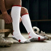 Chaussettes de football antidérapantes en gros, respirantes, avec points en caoutchouc, logo personnalisé, faible MOQ