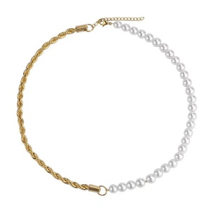 Fashion Unisex Jewelry Pearl Set Waterproof Stainless Steel Rope Chain <b>Shell</b> Pearl Link Chain Necklaces - Product Image 1