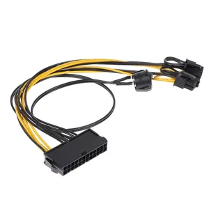 ATX Power 24Pin to Dual 6+2 Pin 8 Pin with on Off Switch power supply Cable