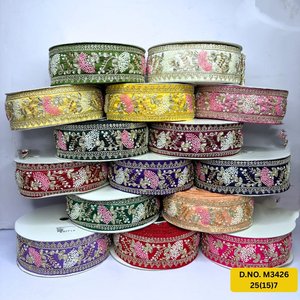 Robes et saris sur mesure, de qualité supérieure, traditionnels, écologiques, avec bordure en dentelle brodée florale, vêtements de mariée, 100% coton/polyester - Product Image 5