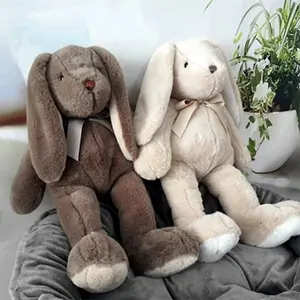 Toptan 45cm tavşan 17 inç gri bej uzun kulaklar özel paskalya tavşanı tavşanlar
