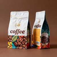 Sachets personnalisés imprimés en plastique alimentaire de 200g, 400g, 500g avec fermeture éclair et soufflet latéral pour l'emballage du café et des sushis