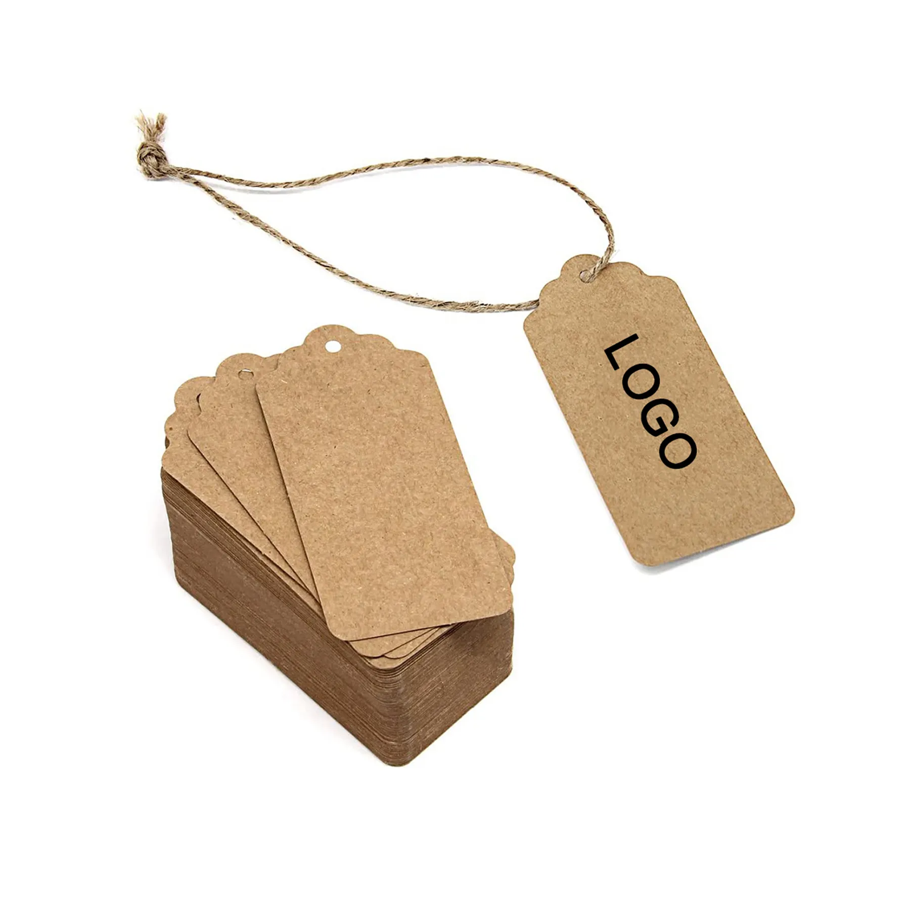 Custom Logo Christmas Tree Gift Tags Kraft Paper Gift Hanging Tags With String Twine For Present Wrap And Label Packing