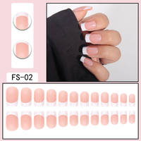 Best-seller Ongles ABS à presser de forme carrée style français, blancs, nus et brillants pour application au doigt, vente en gros d'options disponibles