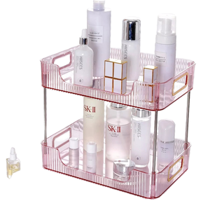 Bandeja de Almacenamiento Rectangular Plegable de Plástico ABS, Doble, Desmontable, Transparente, con Asas, para Cocina Moderna y Cosméticos - Product Image 1