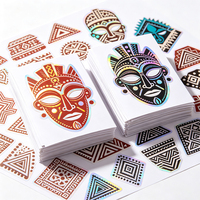 Haoxuan Tribal Sanatı Çıkartmaları Holografik PVC Maske Geometrik Şekil Totem Grafikleri Renkli Folyo Mat Kesim Çıkartmalar