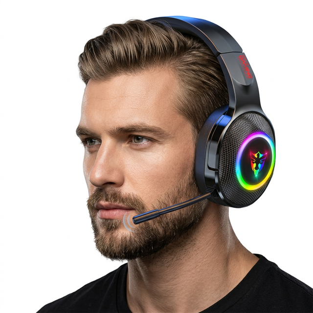 Gaming Wired Headset for PS4 PC Xbox 7.1-channel Audio Dynamic Driver RGB Lighting IPX5 Waterproof Uni-directional Noise